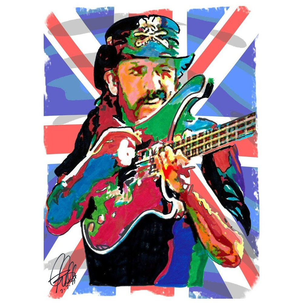 Lemmy Motorhead Bass Guitar Metal Rock Music Poster Print Wall Art 18x24